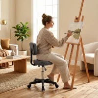 HOMCOM Tabouret massage a roulettes reglable en hauteur pivotant avec dossier ergonomique gris(m-14)