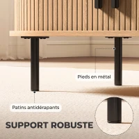 HOMCOM Table basse ovale en bois, table de salon moderne avec portes coulissantes et rangement caché, 100x55x40cm, bois naturel(m-7)