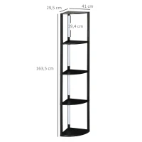 HOMCOM LED Staande Lamp, Hoekplank, Dimbaar, 4 Planken, Warm Wit Licht, 41x30x164cm, Zwart(m-3)