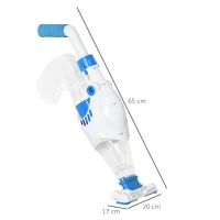 Outsunny elektrischer Poolsauger mit Akku Filter Poolreiniger Pool Handsauger Bodensauger Blau+Weiß 65 x 20 x 17 cm(m-3)