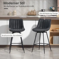 HOMCOM Barhocker 2er Set, 68 cm drehbare Tresenhocker mit Rückenlehne für Kücheninsel, Esszimmer, Schwarz(m-4)