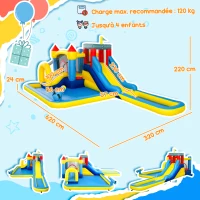 AIYAPLAY Château gonflable avec soufflerie parc aquatique toboggans, trampoline, mur d'escalade, canon, panier de basket(m-3)