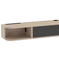HOMCOM Móvel de TV suspenso, móvel para televisores até 152,4 cm, gaveta basculante 2 prateleiras 140x24x16cm madeira natural(m-7)