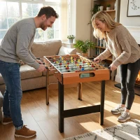 HOMCOM Mini babyfoot, table de baby-foot, en MDF, 22 joueurs, 2 balles, 2 panneaux de scores, 84,5L x 40l x 61,2H cm(m-2)