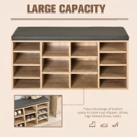 HOMCOM Multi-Storage Shoe Rack w/ 14 Compartments Cushion Moving Shelves Solid Frame Foot Pads Home Office Tidy Organisation Boots Trainers Brown(m-7)