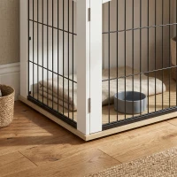 PawHut Cage pour Chien Meuble Cage Chien Intérieur Arche avec Double Porte comme Table d'Appoint en Métal 80x56x59cm Blanc(m-10)