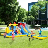AIYAPLAY Château gonflable avec soufflerie parc aquatique toboggans, trampoline, mur d'escalade, canon, panier de basket(m-10)