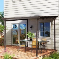 Outsunny 3 x 3(m) Garden Pergola with Waterproof Metal Roof, Lean to Pergola Hardtop Gazebo, Wind-resistant Outdoor Sun Shade, Easy to Assemble(m-10)
