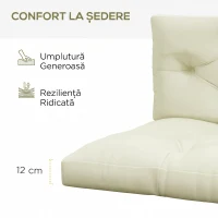 Outsunny Set 2 Perne de Grădină pentru Ședere și Spate cu Umplutură Groasă, Perne de Exterior din Poliester pentru Canapele și Paleți, Crem(m-5)