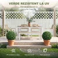 HOMCOM Plante Decorative Artificiale din Buxus cu 682 de Frunze, Rezistente la UV, Înălțime 42 cm(m-5)