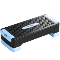 SPORTNOW Placă de step reglabilă pe înălțime Fitness Aerobic Stepper cu 2 trepte (11/16 cm) 2 benzi de rezistență, covoraș anti-alunecare Albastru(m-1)