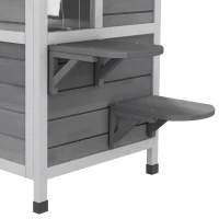 PawHut Casetta per Gatti da Esterno con Tetto Apribile, 2 Piani, 4 Ingressi, Base rialzata, in Legno di Abete, Grigio(m-9)