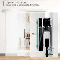 HOMCOM Ușă glisantă din sticlă temperată cu șină silențioasă, 102.5x205cm(m-7)
