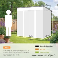 Outsunny 6.5 x 4FT Galvanised Metal Shed with Foundation Kit, Lockable Tool Garden Shed with Double Sliding Doors, Vents, Grey(m-3)