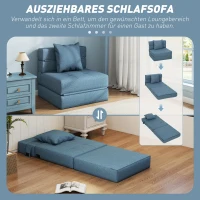HOMCOM Schlafsessel Relaxsessel Gästebett. abnehmbarer Bezug, 70 cm x 70 cm x 61 cm, Dunkelblau(m-4)