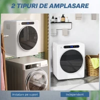 HOMCOM Mini Uscător Electric 1000W de 3 kg cu Afișaj LED, 49x43x61 cm, Alb(m-7)