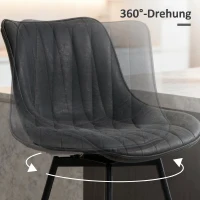 HOMCOM Barhocker 2er Set, 68 cm drehbare Tresenhocker mit Rückenlehne für Kücheninsel, Esszimmer, Schwarz(m-5)