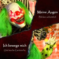 Outsunny Stapelbare Halloween-Animatronics-Clowns mit roten leuchtenden Augen für Indoor-Party-Requisiten(m-4)