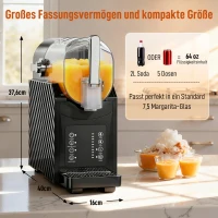 HOMCOM Slushy-Maschine, schnelle Kühlung, Rührfunktion, 2,4 L, Lichtfunktion, Schwarz(m-6)