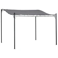 Outsunny Cenador de Jardín 3x3 m Pérgola con Toldo y 16 Orificios de Drenaje para Patio Terraza Metal y Poliéster 180 g/m² Resistente Gris(m-1)