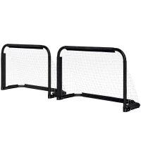 HOMCOM Lot de 2 Mini Cages de Football Pliables avec Filet et Piquets d'Ancrage au Sol, Métal Époxy et Oxford, 90x36x60cm, Noir(m-11)