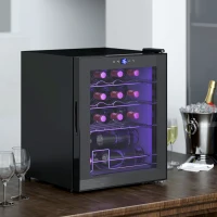 HOMCOM Freistehender Weinkühlschrank, 16 Flaschen, für Hausbar, Wohnzimmer, Küche Touchscreen, Glastür, LED-Beleuchtung(m-2)