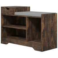 HOMCOM Móvel e Banco para Sapatos, 1 Gaveta e 3 Compartimentos, Capacidade 5 Pares, MDF, 76,5 x 30 x 52 cm, Castanho(m-7)