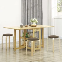 HOMCOM Polsterhocker im 4er-Set, stapelbar, lackierte Oberfläche, Holzbeine, Braun(m-10)