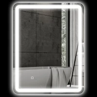 HOMCOM Badezimmerspiegel, beleuchtet, Touch-Steuerung, beschlagfrei, dimmbar, 3 Lichtfarben, 70x90, Silber(m-11)
