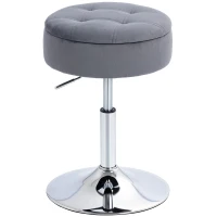 HOMCOM Barhocker, Bistrohocker mit Stauraum, Drehbar Barstuhl, Höhenverstellbar Küchenhocker mit Samtbezug, 39x39x65 cm, Grau(m-12)