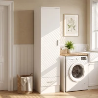 HOMCOM Armoire avec Tringle et Tiroir, Porte-Vêtements, Blanc(m-5)