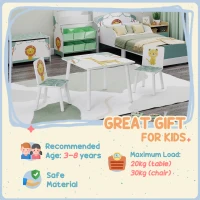 AIYAPLAY 3-Piece Toddler Table and Chair Set, Kids Table with 2 Chairs Set for Bedroom, Nursery, Playroom, Green(m-7)