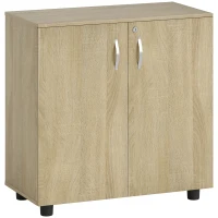 Vinsetto Two-Tier Locking Office Storage Cabinet - Oak(m-1)