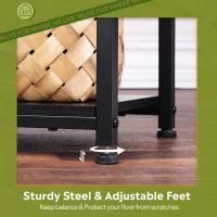 WLIVE 3-Tier Side Table, Built with Robust Steel Frame and Adjustable Feet, Top Shelf Comes with 19kg Load Bearing, 56 x 37 x 31cm Size, Suitable for Living Room, Bedroom and Office, Embossed Black(m-5)