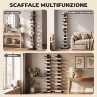 HOMCOM Libreria Moderna a 11 Ripiani Salvaspazio, 34.5x41.5x163.5 cm, Marrone Rustico(m-6)