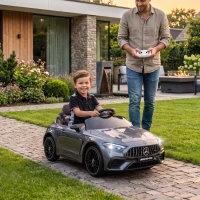 AIYAPLAY Licensed Mercedes AMG Kids Electric Car, 12V Ride On Car with Dual Motors, Remote Control for 3-6 Years, Grey(m-2)