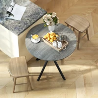 HOMCOM Runder Küchentisch, 80 cm, kompakte Tischplatte, Spanplatte, Metall, Grau(m-8)