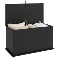 HOMCOM Aufbewahrungsbank, Aufbewahrungsbank mit klappbarem Deckel und Sicherheitsbeschlägen, 80 x 40 x 45 cm, Schwarz(m-8)