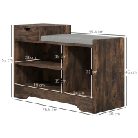 HOMCOM Mobilier și bancă pentru încălțăminte, 1 sertar și 3 compartimente, Capacitate 5 perechi, MDF, 76,5 x 30 x 52 cm, Maro(m-3)