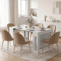HOMCOM Tavolo Consolle Allungabile e Convertibile per 10 Persone, 96-240x90x78 cm, Bianco(m-8)