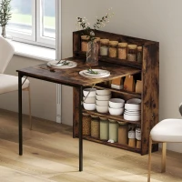 HOMCOM Esstisch Klappbar mit Regal, Industrie-Design, Platzsparend, Für Kleine Räume, 80x90x93cm, Rustikal-Braun(m-2)