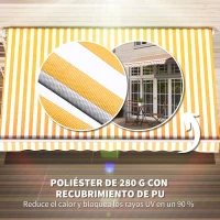 Outsunny Toldo de Pared con Brazo Articulado y Manivela Marco Resistente de Aluminio y Cubierta de Poliéster 295x245 cm Naranja(m-5)