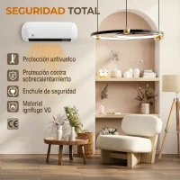HOMCOM Calefactor Eléctrico de Pared 2000W con 3 Modos Pantalla LED Termostato Temporizador y Oscilación Blanco(m-9)