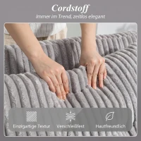 HOMCOM 2-Sitzer Sofabett, Cordbezug, zum Schlafsofa umwandelbar, 2 Kissen, Seitentaschen, 157 x 190 cm, Hellgrau(m-6)