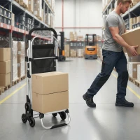 HOMCOM Carrito Escalador 3 Ruedas Bolsa Oxford 40 L Armazón de Aluminio con Asiento Plegable Negro(m-9)