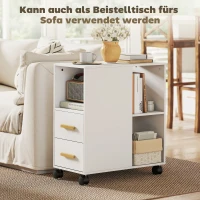 HOMCOM Druckerständer Druckertisch mit Verstellbar Ablage, Rollen für Fax Scanner 60 x 30 x 65 cm Weiß(m-7)