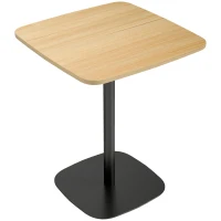 HOMCOM Kleiner Esstisch, 60 cm, quadratisch, MDF-Tischplatte, Stahlsockel, für Wohnzimmer, Esszimmer, Küche, Naturholz+Schwarz(m-1)