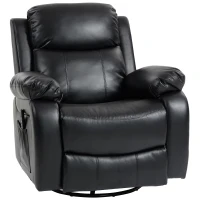 HOMCOM Massagesessel mit 8 Vibrationsköpfen, Relaxsessel, verstellbare Rückenlehne + Fußstütze, Schwarz(m-1)