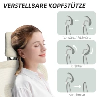 HOMCOM Bürostuhl, Ergonomischer Schreibtischstuhl mit Netzstoffbezug, verstellbar, rollbar, mit Armlehnen, Kopfstütze, Beige(m-9)