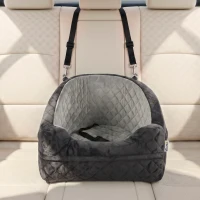PawHut Dog Car Seat, Detachable Washable Dog Booster Seat with Thick Cushion, Seat Belt, Pockets for Small Under 10kg, Grey(m-8)